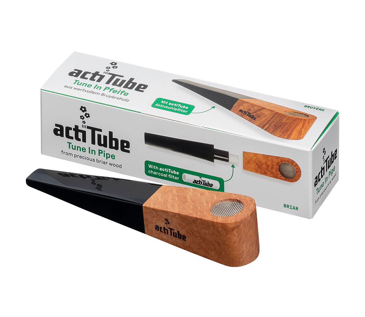 ActiTube Briar Wood Pipe - Puurpijp met actieve koolfilter