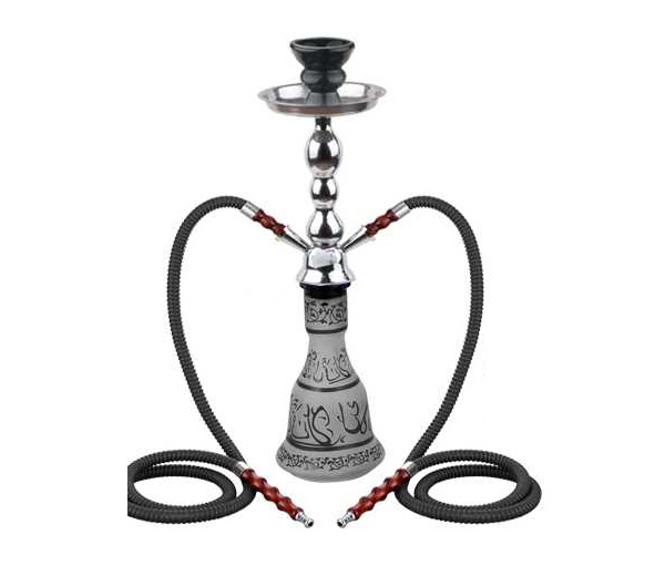 Arabische Shisha Waterpijp 2 slangen zwart - Waterpijp-bong.nl