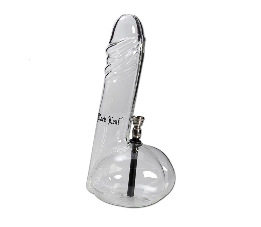Big Willy XXL Glass Black Leaf Bong - Waterpijp-bong.nl