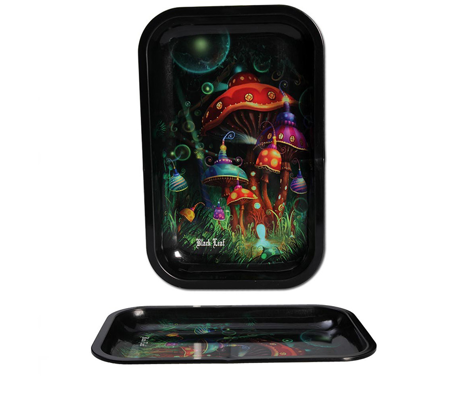 Black Leaf Rolling Tray 'Mushroom'
