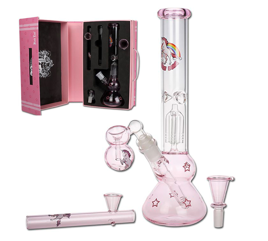 Boxed Black Leaf Bitch Bong - Roze