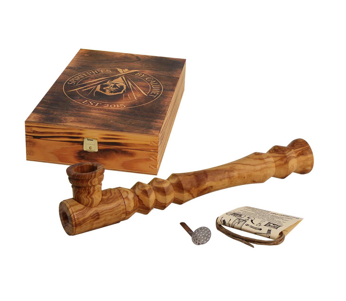 Calumet Vredespijp Spiritpipe – Duurzame Handgemaakte houten pijp van olijfhout