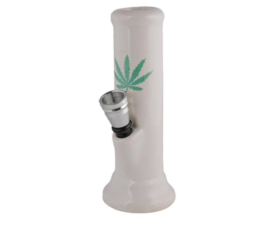 Ceramic Straight White Bong Leaf