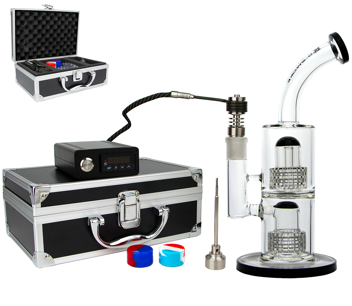 D-SMOKE E-Dab Bong Kit in Alumnium Case - Waterpijp-bong.nl