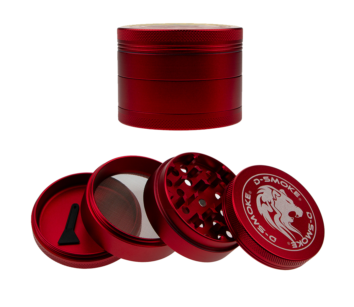 D-SMOKE Matrix Grinder 63 mm Rood | 4-delige Metalen Grinder