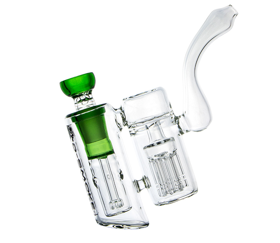 D-SMOKE Peace Seekah Double Perc Green Bubbler - Waterpijp-bong.nl