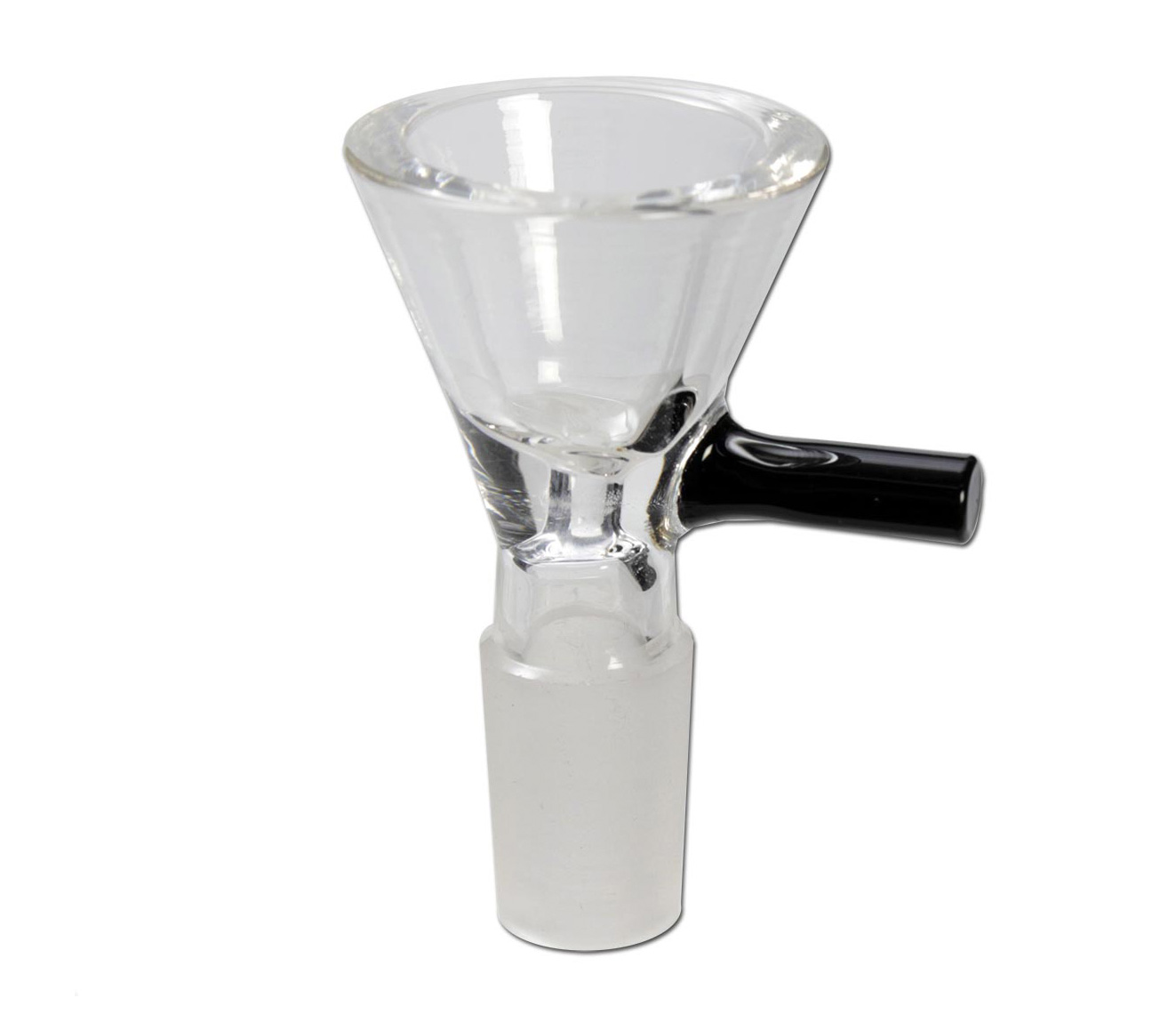 Glass Funnel Bowl with handle - Zwart - Waterpijp-bong.nl