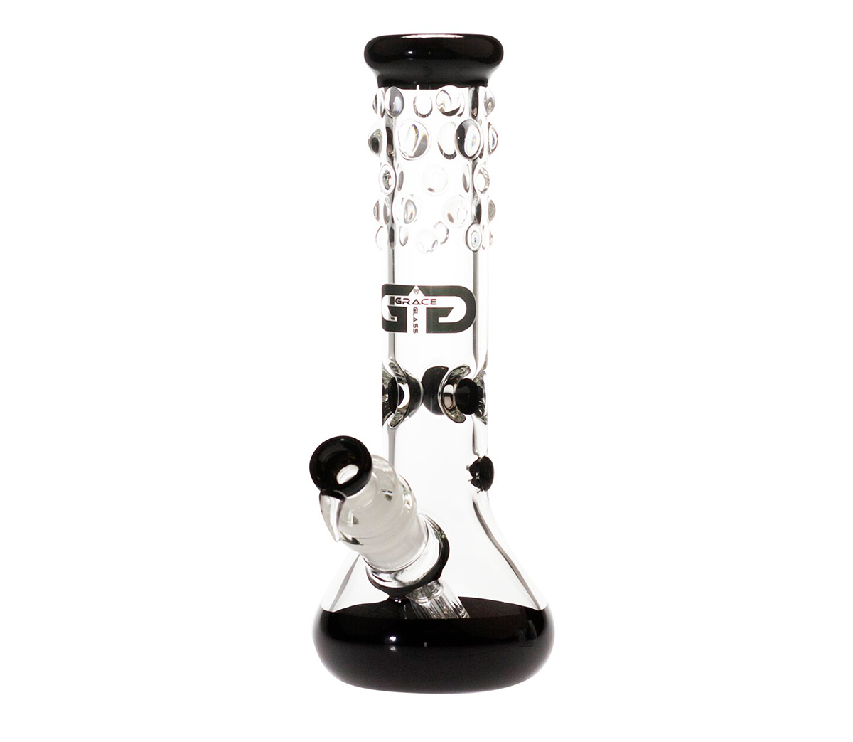 Grace Glass Bubbles Black Beaker Ice Bong