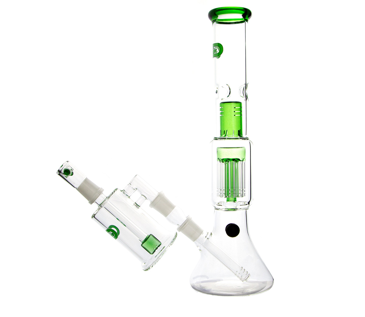 Green Beaker Grace Glass Percolator Bong + Precooler
