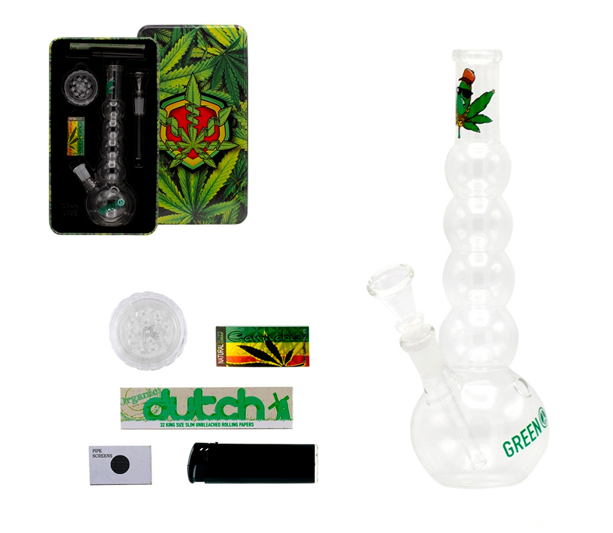 Greenline Wobble Bong Giftset - 6 delige Cadeaubox - Waterpijp-bong.nl