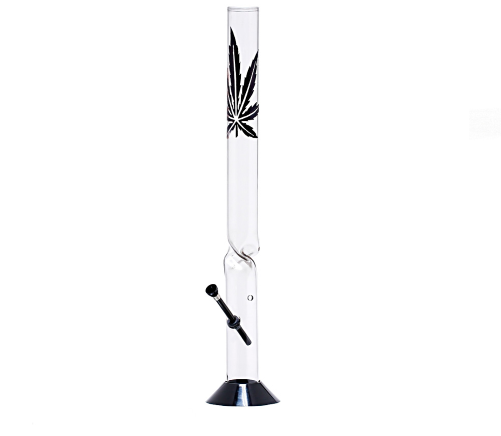 Long Leaf Straight Acryl Bong Black 62 cm - Waterpijp-bong.nl