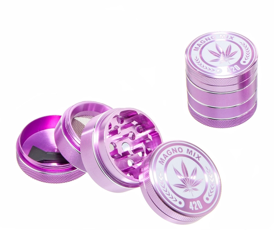 Magno Mix Leaf 420 Grinder 4 Parts Pink - Waterpijp-bong.nl