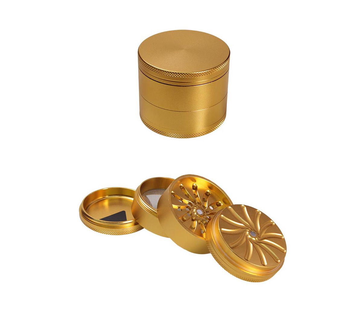 Masher Aluminium Grinder 4-part Gold - Waterpijp-bong.nl