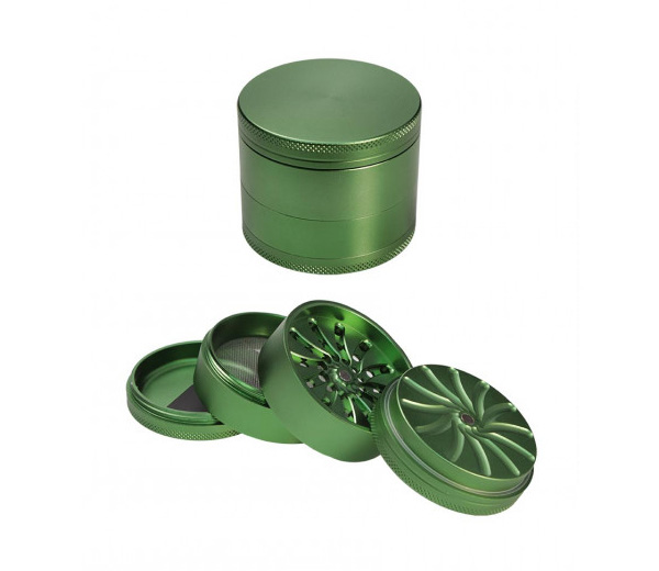 Masher Aluminium Grinder 4-part Green - Waterpijp-bong.nl