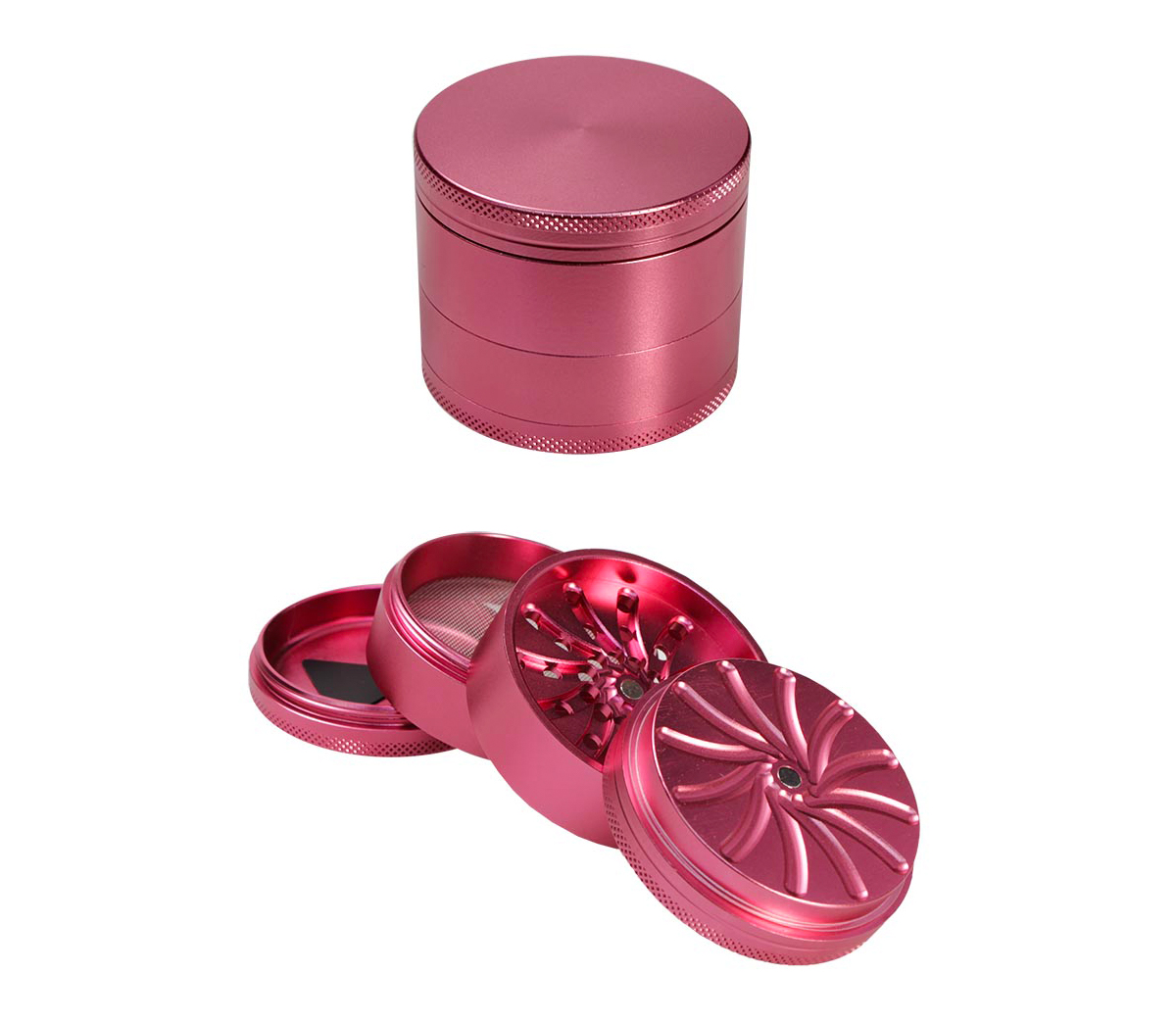 Masher Aluminium Grinder 4-part Pink 53mm - Waterpijp-bong.nl