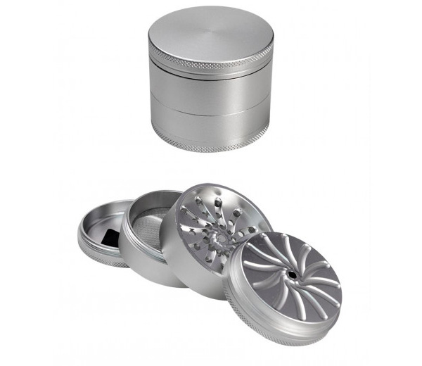 Masher Aluminium Grinder 4-part Silver - Waterpijp-bong.nl