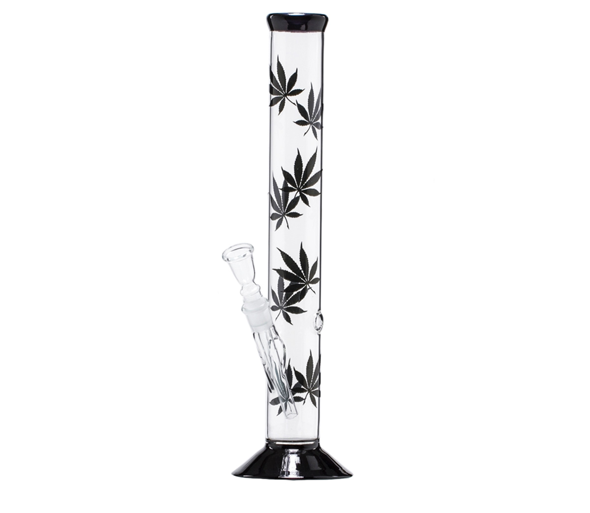 Multi Leaf Black Glass Bong 42cm transparant - Waterpijp-bong.nl