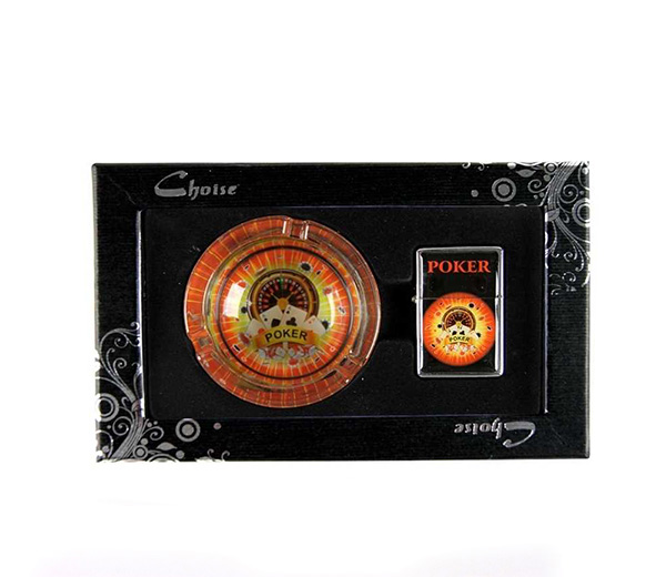 Poker Cards Ashtray Zippo giftset - Waterpijp-bong.nl