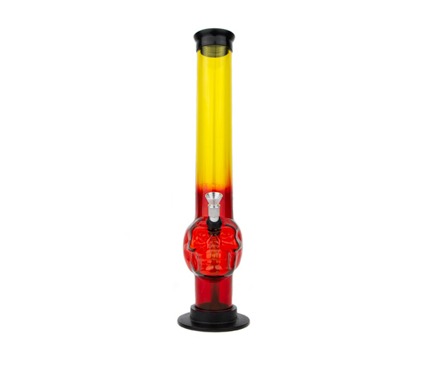 Skull Acryl Bong 29cm rood/geel - www.waterpijp-bong.nl