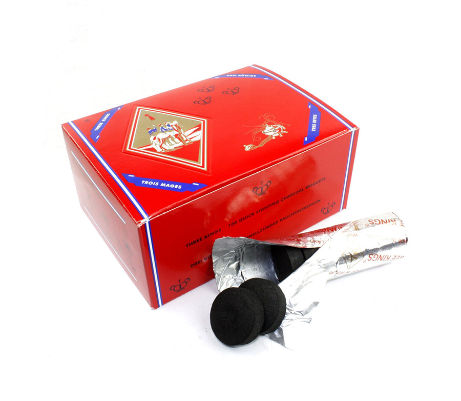 Three Kings Shisha Charcoal 33mm 100 stuks