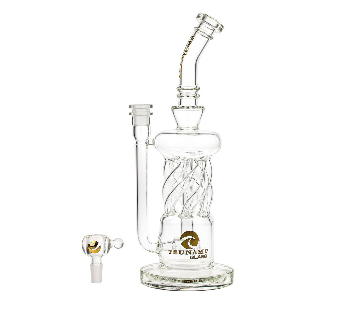 Tsunami Glass Twisted Showerhead Recycler Bong Clear - Waterpijp-bong.nl