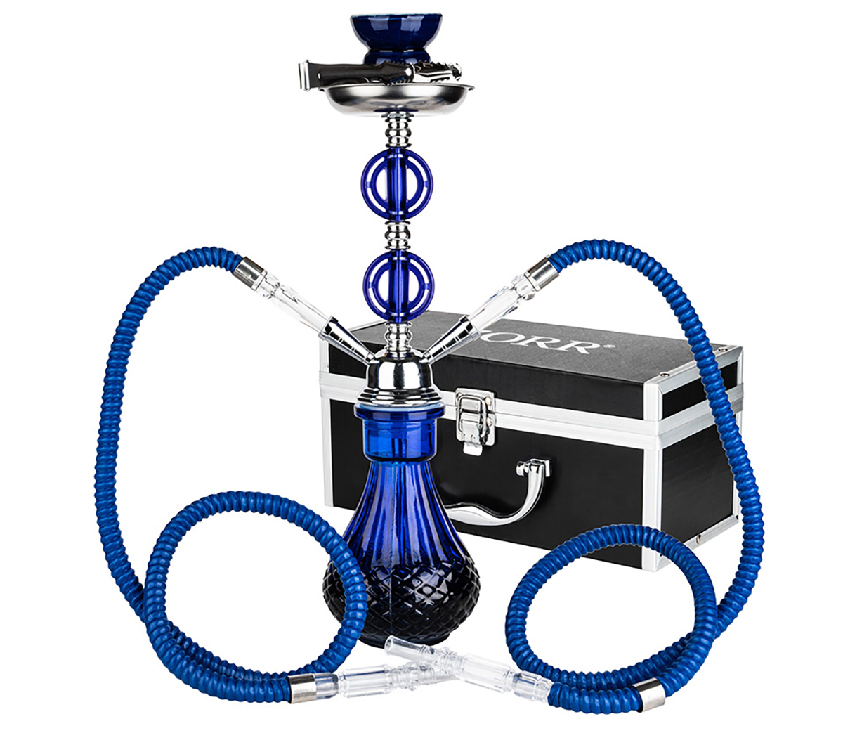 Waterpijp Eastern Blue in koffer - 2 slangen