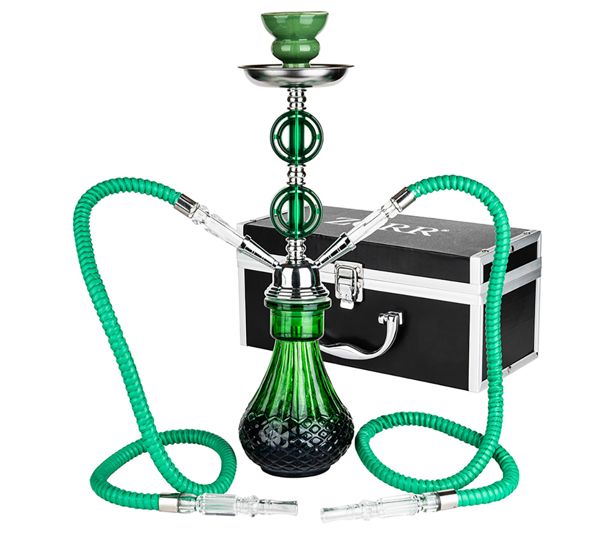 Waterpijp Eastern Green in koffer - 2 slangen