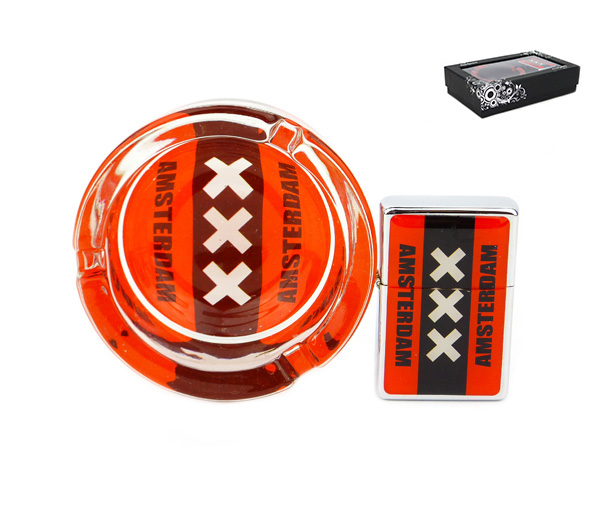 Amsterdam XXX Asbak Zippo giftset