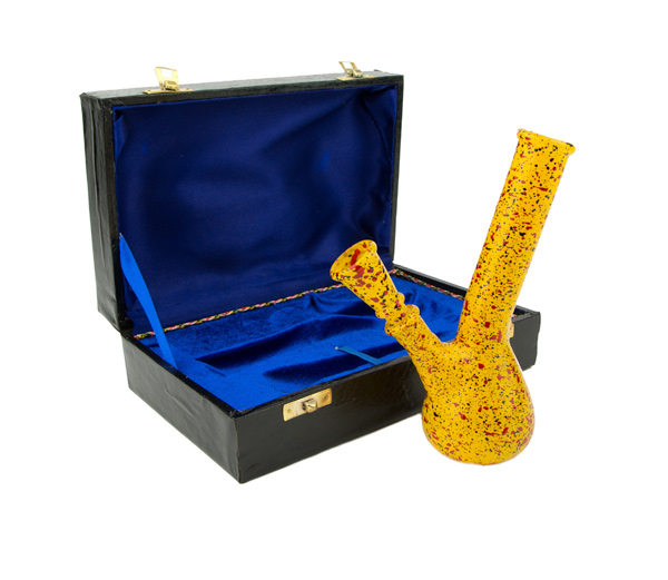 Conical Coloured Glass Bong in Box geel - www.waterpijp-bong.nl