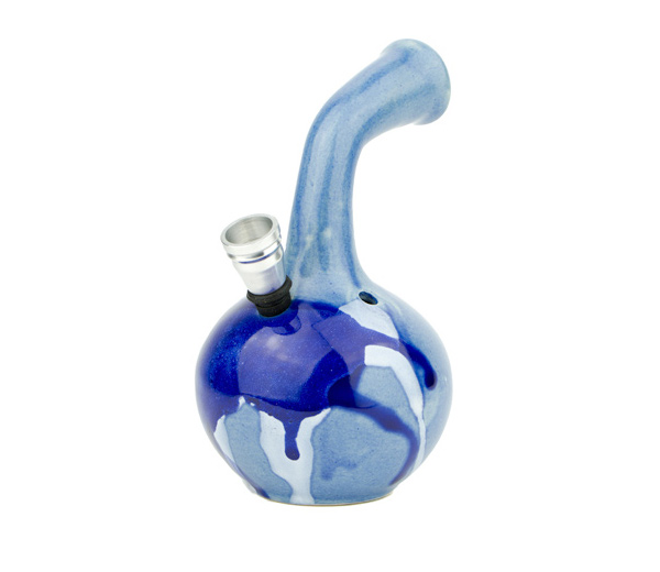 Keramische Blue Art Bong 17 cm - www.waterpijp-bong.nl