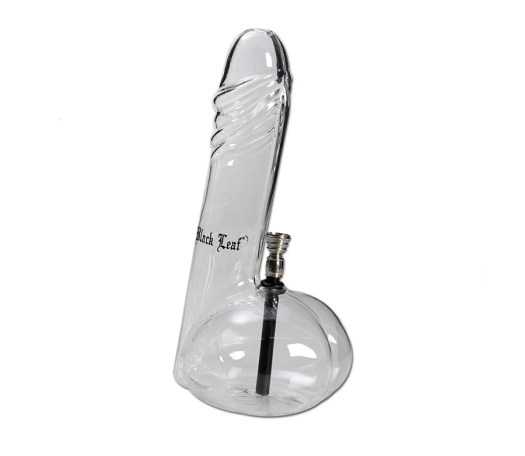 Big Willy XXL Glass Black Leaf Bong - Waterpijp-bong.nl