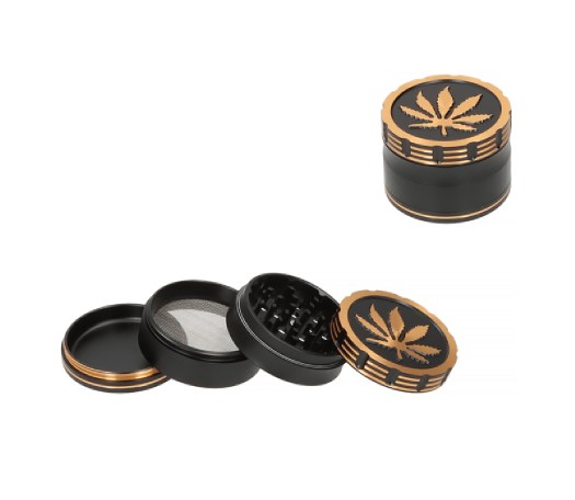 Black Gold Hemp Leaf - 4 Parts Grinder