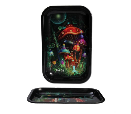 Black Leaf Rolling Tray 'Mushroom' Small - Waterpijp-bong.nl