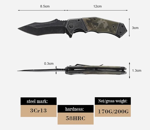 Camouflage Surival Mes met G10 handvat