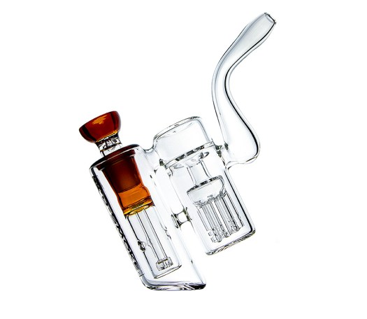 D-SMOKE Peace Seekah Double Perc Amber Bubbler - Waterpijp-bong.nl