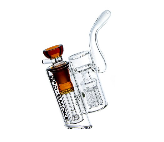 D-SMOKE Peace Seekah Double Perc Amber Bubbler - Waterpijp-bong.nl