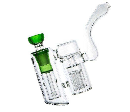 D-SMOKE Peace Seekah Double Perc Green Bubbler - Waterpijp-bong.nl
