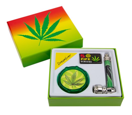 Dreamliner Rasta Leaf Pipe Grinder Giftset - Waterpijp-bong.nl
