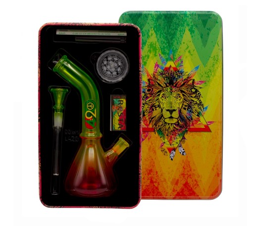 Four Twenty Rasta Saxo Bong Giftset - 6 Delige cadeaubox - Waterpijp-bong.nl