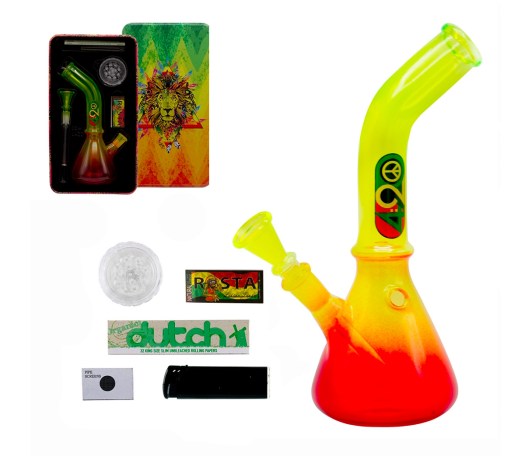 Four Twenty Rasta Saxo Bong Giftset - 6 Delige cadeaubox - Waterpijp-bong.nl