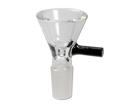 Glass Funnel Bowl with handle - Zwart - Waterpijp-bong.nl
