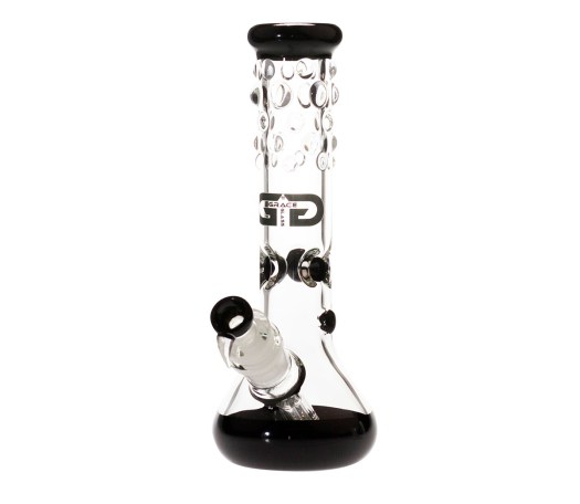 Grace Glass Bubbles Black Beaker Ice Bong