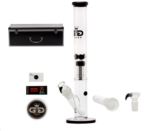 Grace Glass Straight Black Percolator Bong in Box - Waterpijp-bong.nl