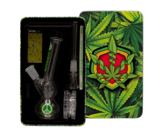 Greeline Peace Bong Giftset  - 6 delige Cadeaubox - Waterpijp-bong.nl