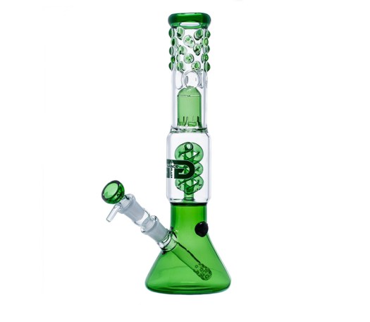 Green Pearl Spiral Percolator GG Beaker Bong
