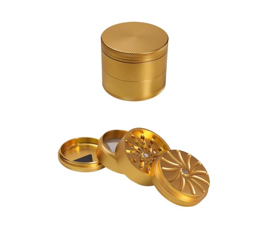 Masher Aluminium Grinder 4-part Gold - Waterpijp-bong.nl