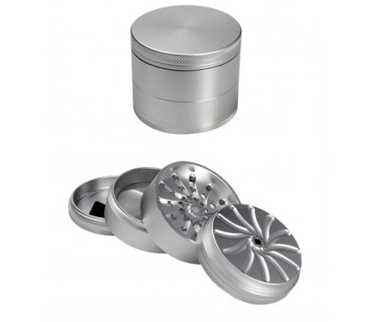 Masher Aluminium Grinder 4-part Silver - Waterpijp-bong.nl
