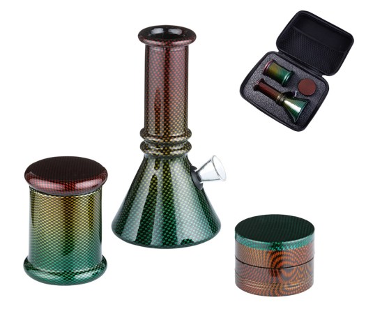 Mini Glass Bong 3-part set in Case - Gradient