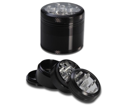 Sharpstone Alu. Grinder 4-part Black incl Velvet Bag - Waterpijp-bong.nl