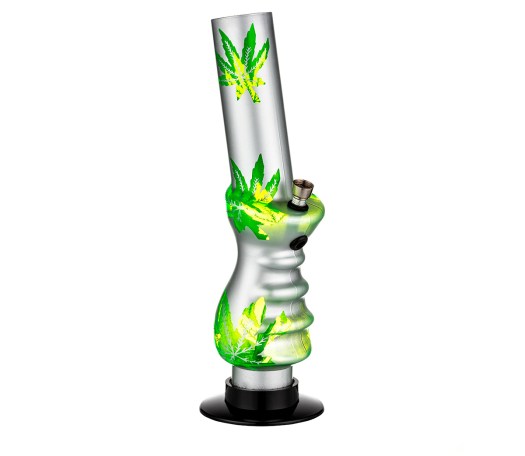 Silver Colored Hemp Leaf Gripper Acrylic Bong